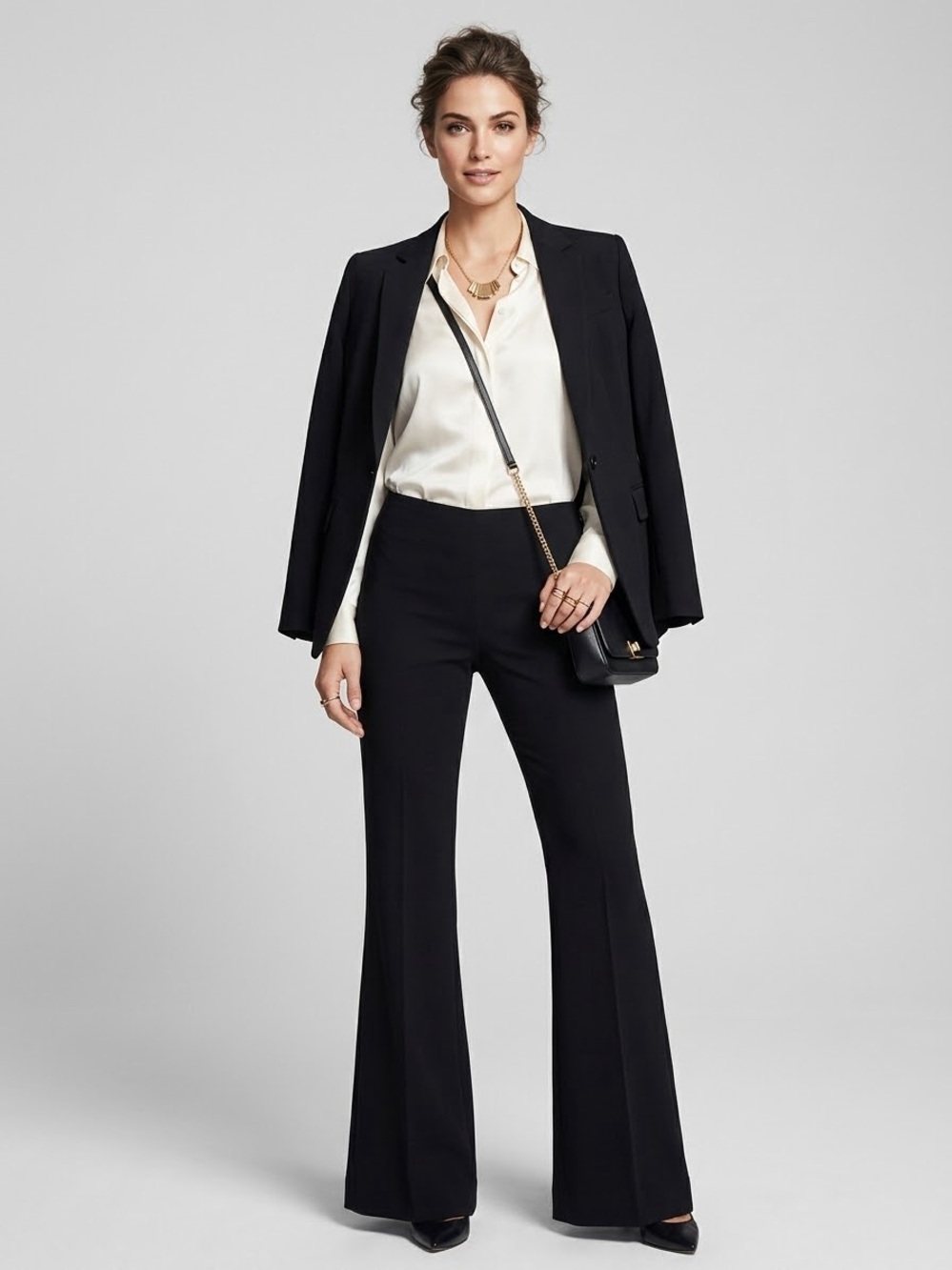 Theory Size 2 Black Crepe Side Zip Flare Dress Pants Wide Leg Office Trousers